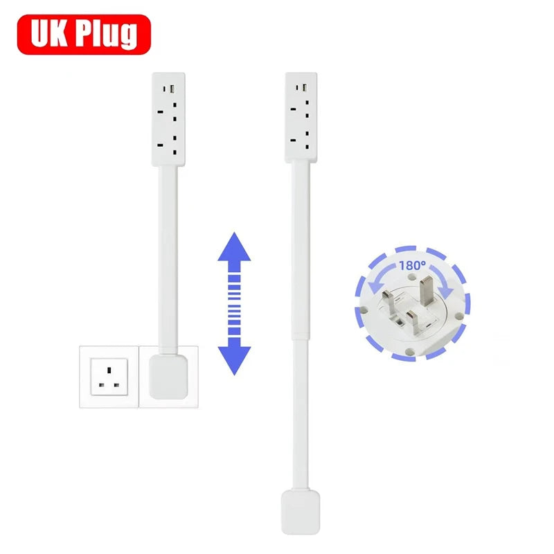 Space‑Saving Rotating Outlet Extender – Adjustable Length Power Socket (Bedside/Nightstand)