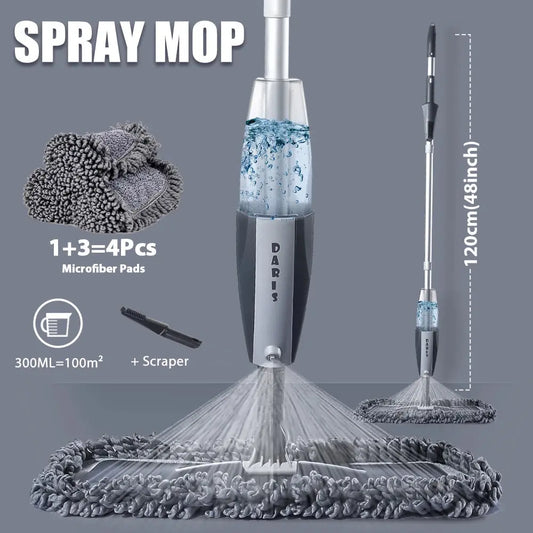 Magic Spray Mop Wooden Floor with Reusable Microfiber Pads 360 Degree Handle Home Windows Kitchen Mop Sweeper Broom Clean Tools Homeysolve