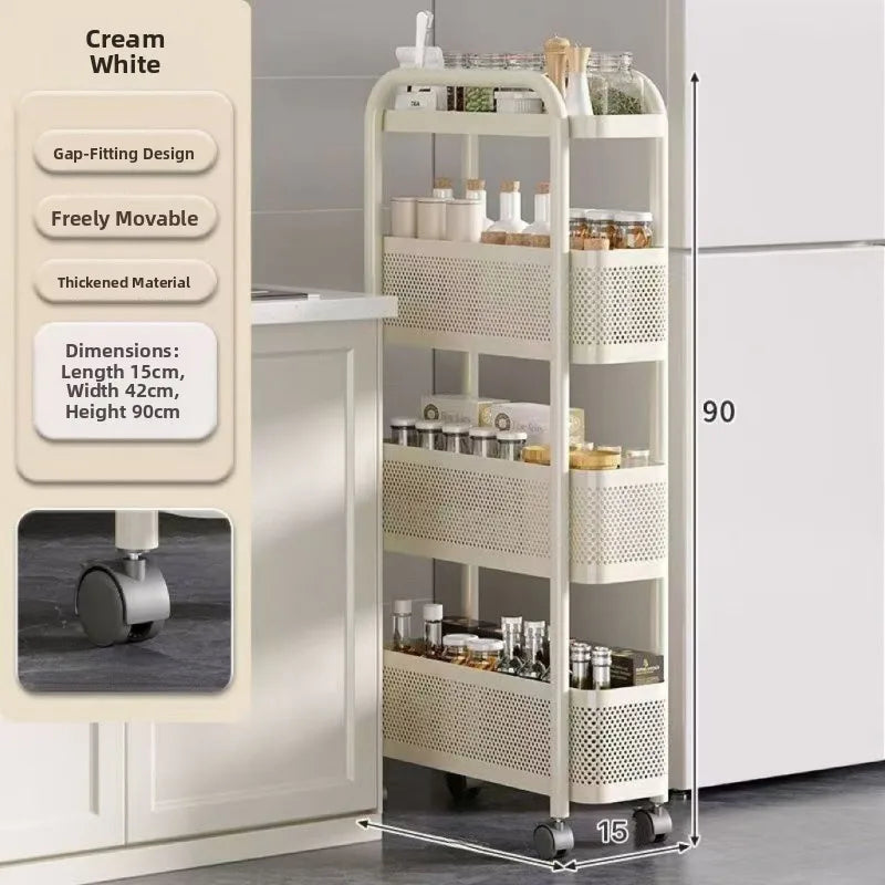 Kitchen Gap Storage Rack | Slim Pull-Out Cart for Fridge Side & Narrow Spaces