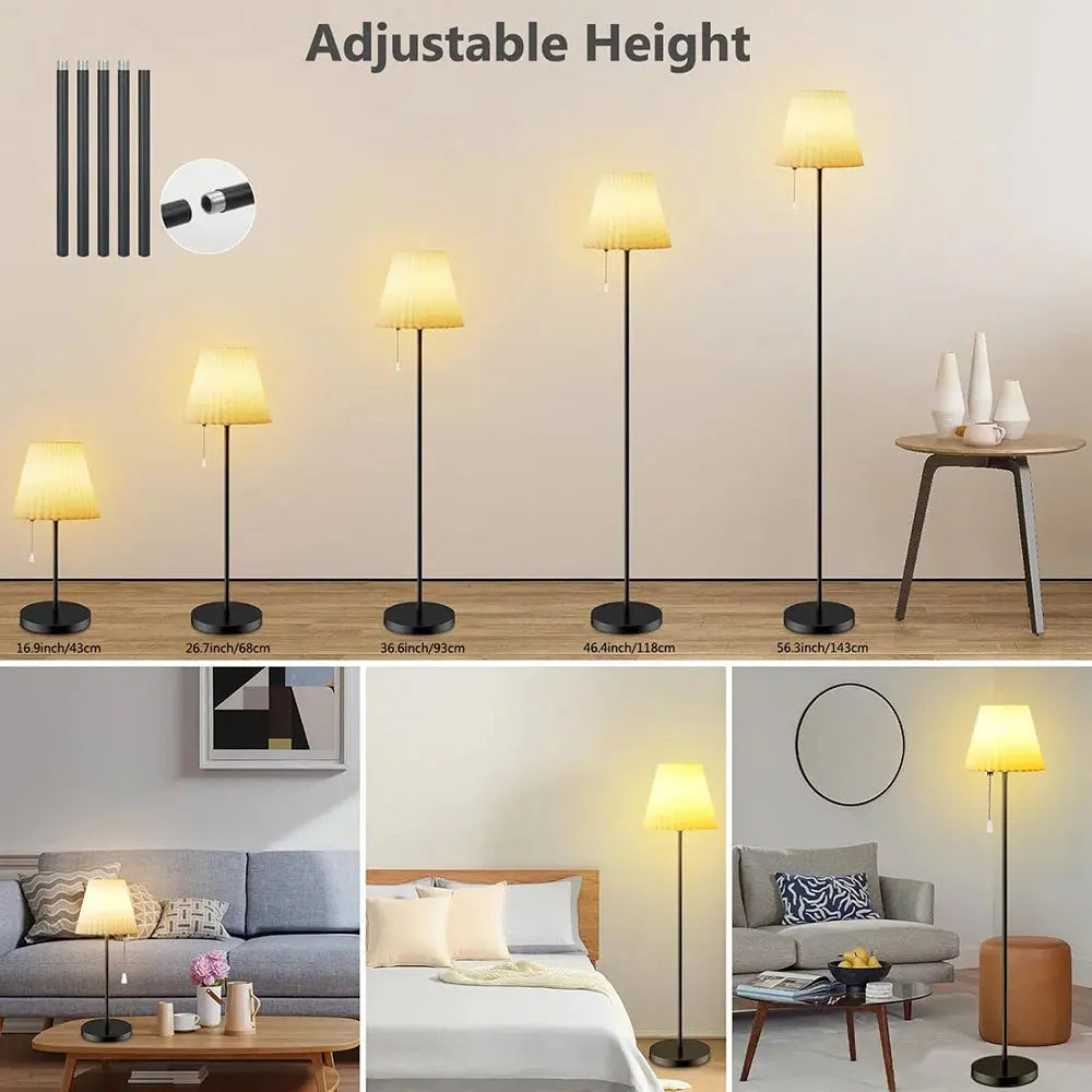 LED Floor Lamp Solar For Living Room Adjustable Rechargeable Stand Light Dimmable Cordless w/ Light Sensor Patio Standing Light Homeysolve