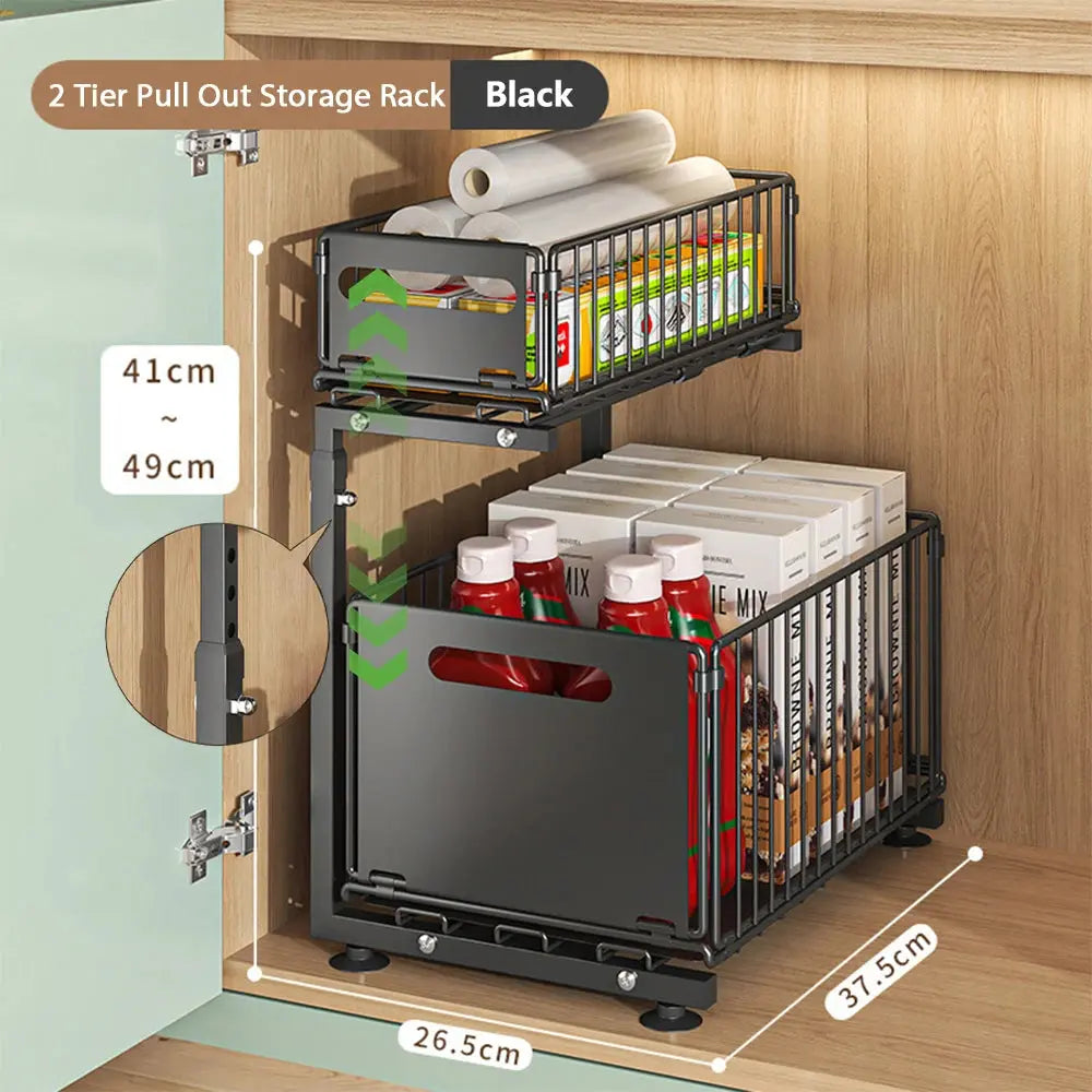 Kitchen Storage Rack Pull Out Cabinet Organizer Slide Drawer Storage Tray Seasoning Bottle Spice Storage Rack Kitchen Organizer Homeysolve
