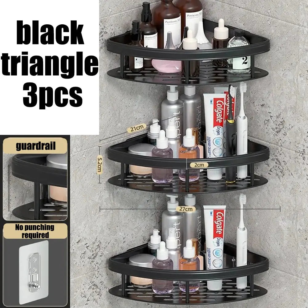 Wall Hanging Corner Rectangular Rack Bathroom Shelf Towel Rack Shelves Wall Shower  Shampoo Rack No Drill Shelf Tripod Homeysolve