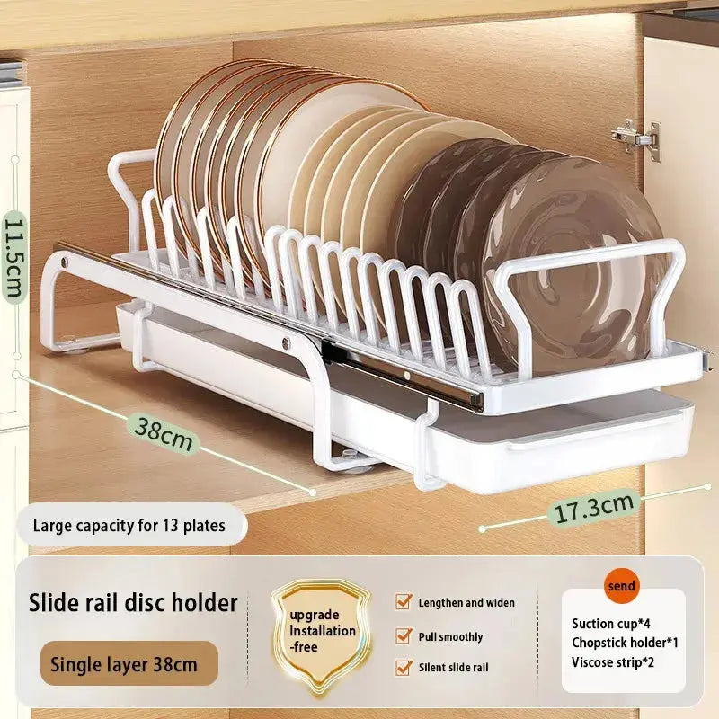 Kitchen Storage Rack Pull-Out Dish Drainer — Built-In Cabinet/Sink Organizer for Plates, Bowls & Cups Homeysolve