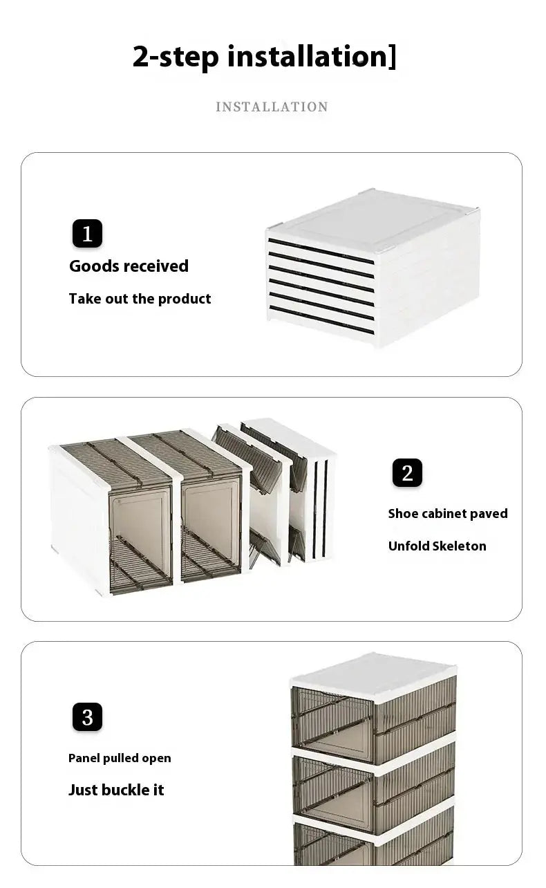 Dustproof 6 Layers Foldable Shoes Box Stackable Transparent Thickened Plastic Bins Sneaker Shoe Organizer Cabinet Organizers Homeysolve