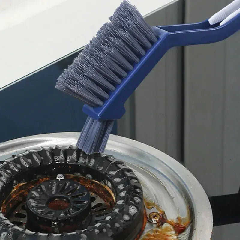 Tri-Function Tile Gap Cleaner Brush - Hard Nylon Bristles Corner Scrubber for Grout Lines, Ergonomic Bathroom Cleaning Tool Homeysolve