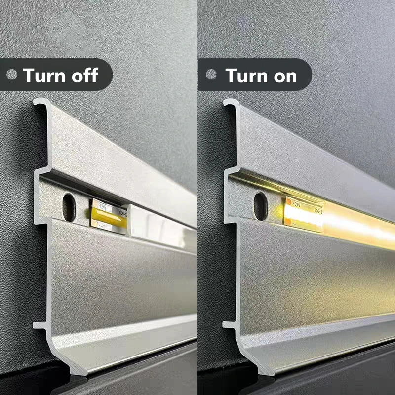 Aluminum LED Skirting Profile | 5mm Narrow Wall Baseboard Strip Channel (H4/6/8cm)