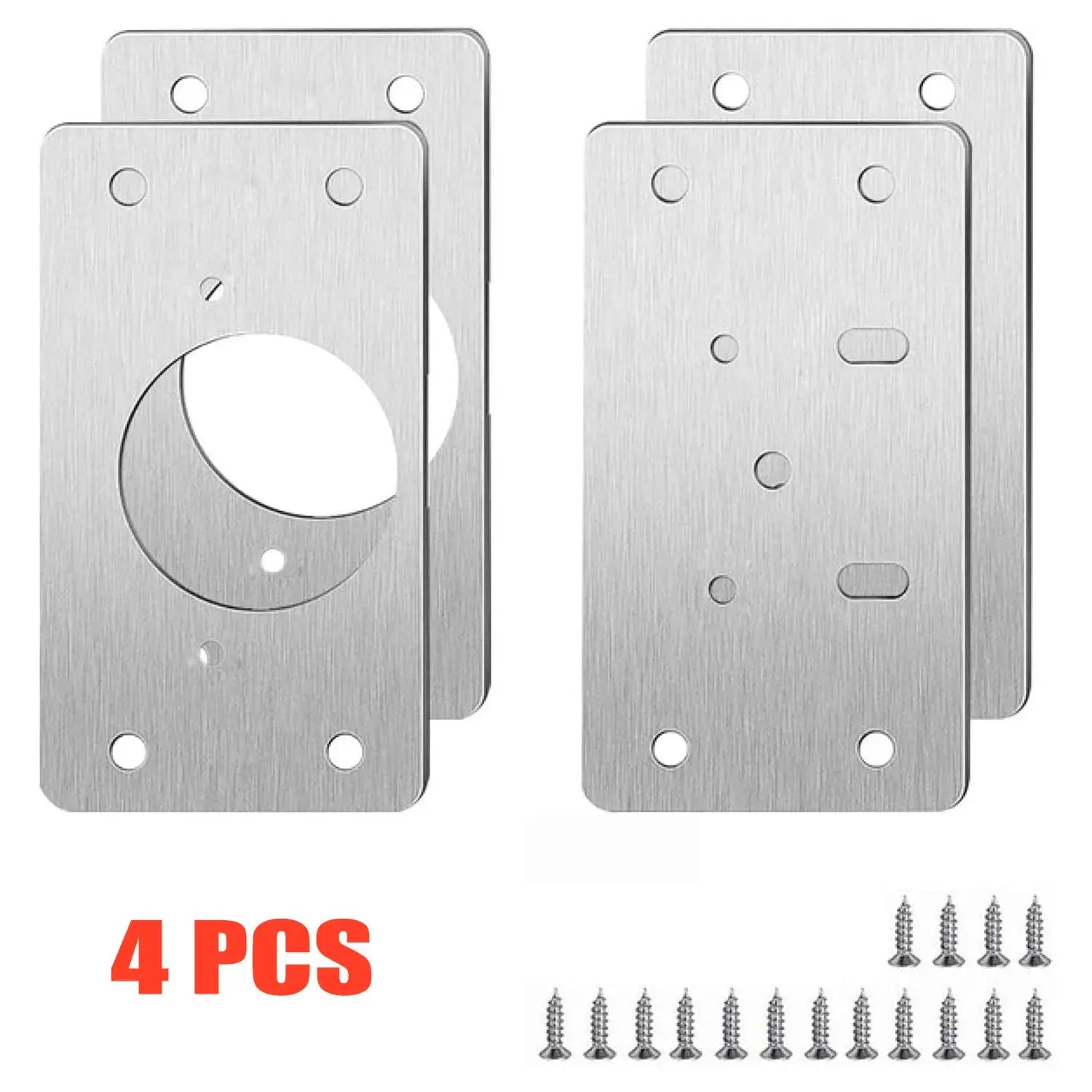 2/4/10 Pieces Cabinet Hinge Repair Plate Kit for Home Kitchen Cabinets and Furniture with Holes, Stainless Steel Door Hinge Mounting Plate Homeysolve