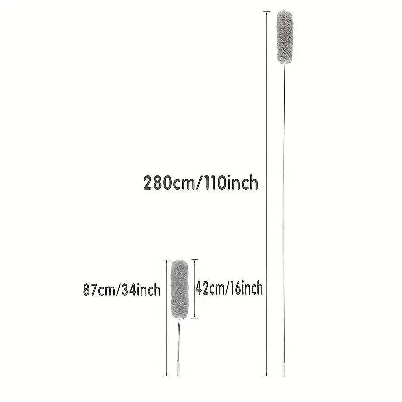 2.8M Extended Chicken Feather Duster Extendable and Curved Ceiling Cleaning Broom Household Electrostatic Dust Collector Homeysolve